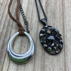 Premier Designs BUNDLE Silver Tone Suede Rhinestone Gun Metal Necklaces